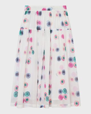 Girl's Fusion-Printed Long Skirt, Size 6-12