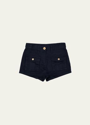 Girl's Gabardine Denim Shorts, Size 4-14