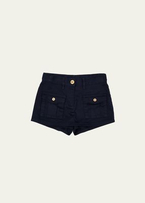 Girl's Gabardine Denim Shorts, Size 8-14