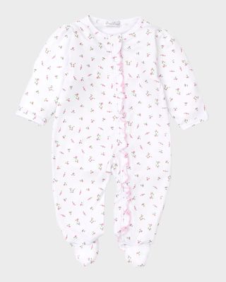 Girl's Garden Rose Footie, Size 3M-9M