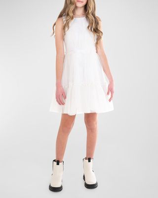 Girl's Gemma Dress W/ Gold Dots Overlay, Size 7-16