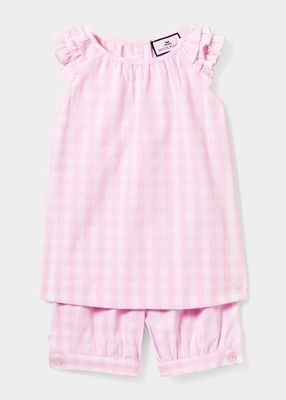 Girl's Gingham 2-Piece Pajama Short Set, Size 6M-14