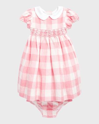 Girl's Gingham Smocked Dress W/ Bloomers, Size 9M-24M