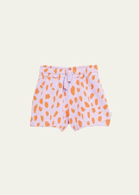 Girl's Giraffe-Print Fleece Shorts, Size 9M-36M