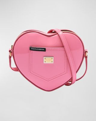 Girl's Girlie Leather Heart Handbag