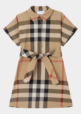 Girl's Giulietta Check Belted Dress, Size 6M-2