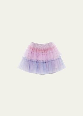 Girl's Glam Rock Layered Ombre Tulle Skirt, Size 2-9
