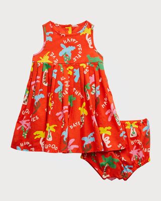 Girl's Good Vibes Palm Trees-Print Dress, Size 6M-24M