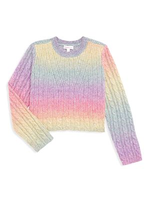 Girl's Gradient Cable Knit Sweater - Rainbow - Size 8