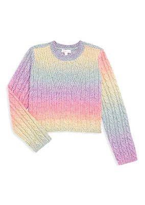 Girl's Gradient Cable Knit Sweater