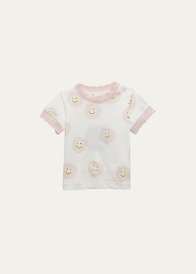 Girl's Graphic Happy Face Flower T-Shirt, Size 6M-36M