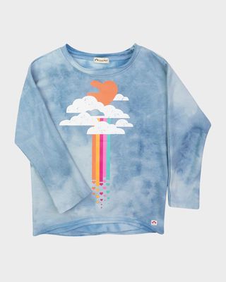 Girl's Graphic Rainbow & Clouds T-Shirt, Size 3-12