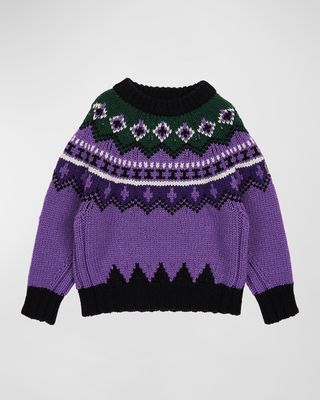 Girl's Grenoble Fair Isle Printed Sweater, Size 8-14