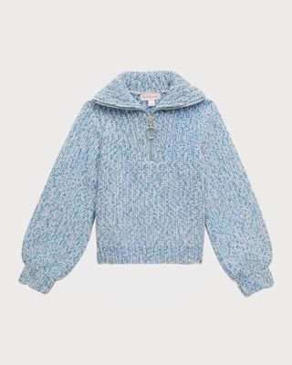 Girl's Half Zip Textured Sweater, Size 4-6X