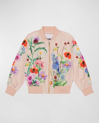 Girl's Haliva Floral-Print Bomber Jacket, Size 8-12