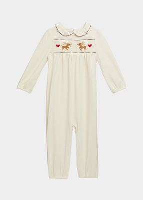 Girl's Hand Embroidered Holiday Coverall, Size 3M-24M