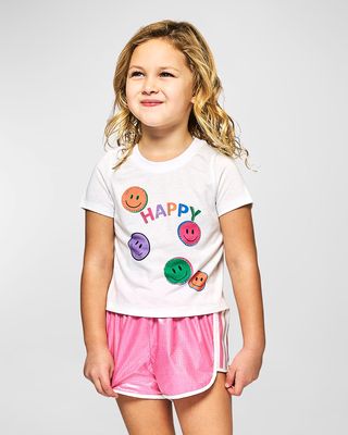 Girl's Happy Face Graphic T-Shirt, Size 2T-6