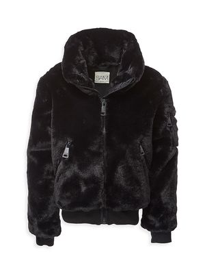 Girl's Harlow Faux Fur Jacket - Black - Size 10 - Black - Size 10