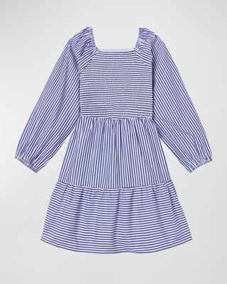 Girl's Hattie Striped Tiered Dress, Size 2-14
