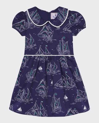Girl's Hazel Nautical-Inspired Printed Dress, Size 3M-7