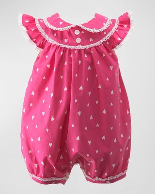 Girl's Heart Lace Bubble Bodysuit, Size 3M-18M