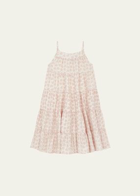 Girl's Heart-Print Drop Waist Dress, Size 4-12