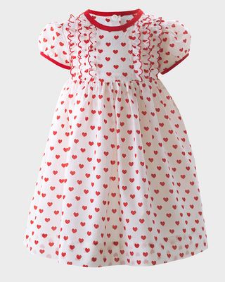 Girl's Heart Scalloped Frill Dress with Bloomers, Size 6M-24M