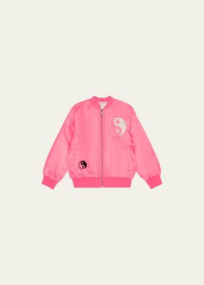 Girl's Hella Embroidered Bomber Jacket, Size 8-16