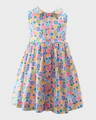 Girl's Hibiscus Button-Front Dress, Size 2-10