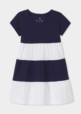 Girl's Holly Tiered Dress - Colorblock Pique, Size 2T-14