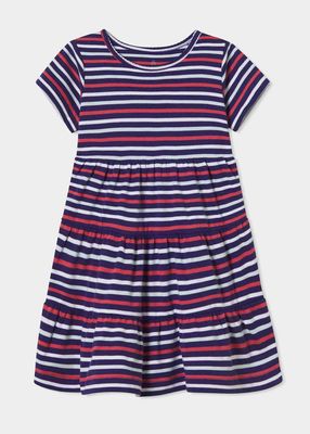 Girl's Holly Tiered Dress - East Beach Stripe, Size 2T-14
