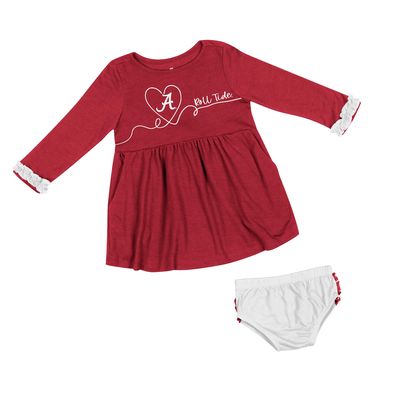 Girls Infant Colosseum Crimson Alabama Crimson Tide Miss Mullins Long Sleeve Dress & Bloomers Set