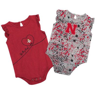 Girls Infant Colosseum Scarlet/Gray Nebraska Huskers Sweet Pea Two-Pack Bodysuit Set