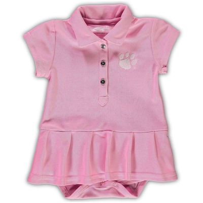 Girls Infant Garb Pink Clemson Tigers Caroline Cap Sleeve Polo Bodysuit