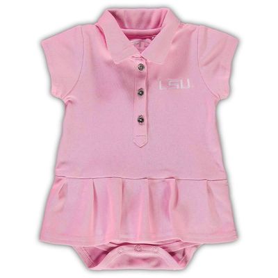 Girls Infant Garb Pink LSU Tigers Caroline Cap Sleeve Polo Bodysuit