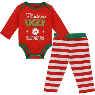 Girls Infant Red Washington Football Team Too Cute Long Sleeve Bodysuit & Pants Set