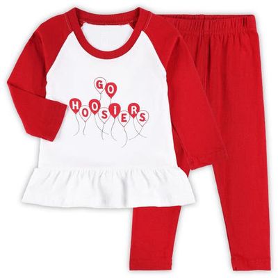 Girls Infant Wes & Willy Crimson/White Indiana Hoosiers Balloon Raglan 3/4-Sleeve T-Shirt & Leggings Set