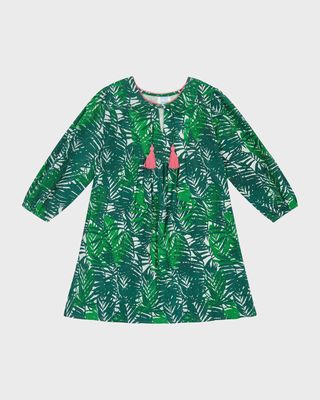 Girl's Isabelle Palm Tree-Print Dress, Size 2-10