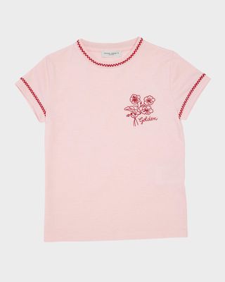 Girl's Journey Jersey Flower Embroidered T-Shirt, Size 4-10