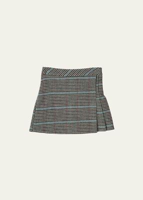 Girl's Journey Pleated Check Wool-Blend Mini Skirt, Size 12