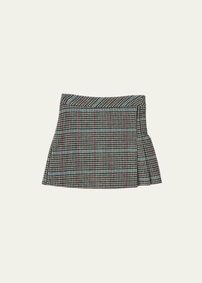 Girl's Journey Wool Pleated Check-Print Skirt, Size 4-10
