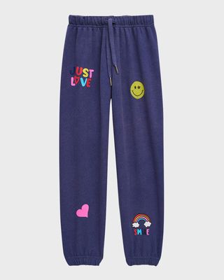 Girl's Just Love Printed Sweatpants, Size S-XL
