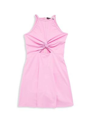 Girl's Kimberly Knotted Key Hole Skater Dress - Pink - Size 8 - Pink - Size 8
