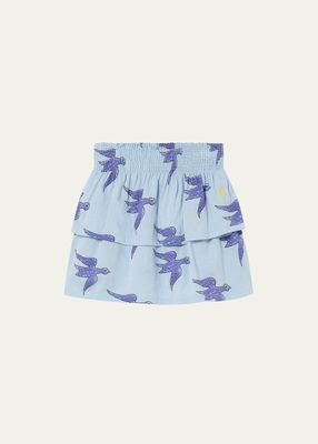 Girl's Kiwi Bird Graphics Skirt, Size 3-12