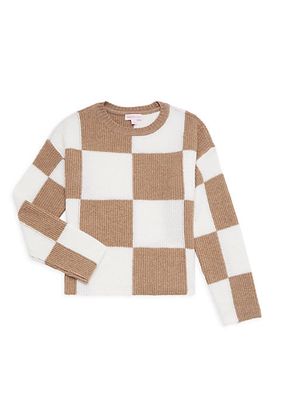 Girl's Knit Checkered Top