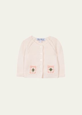 Girl's Knit Floral Embroidered Cardigan, Size 18M-3