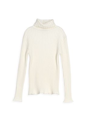 Girl's Knit Rolled-Neck Sweater - Off White - Size 8 - Off White - Size 8