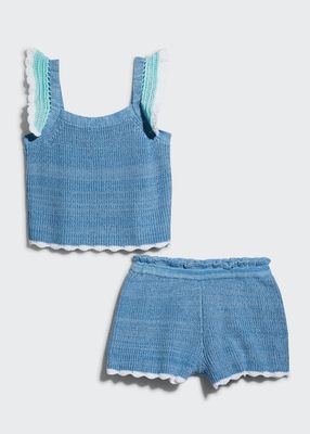Girl's Knit Sweater Tank Top w/ Shorts, Size S-XL