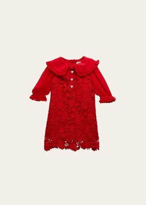 Girl's Lace Embroidered Mini Dress, Size 3T-12