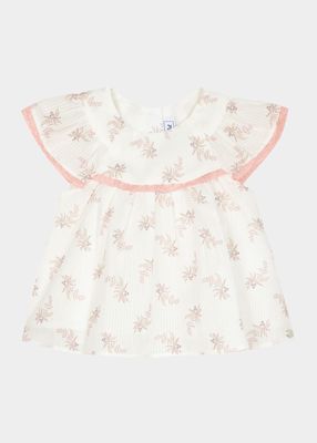 Girl's Lace Trim Floral-Print Top, Size 18M-3
